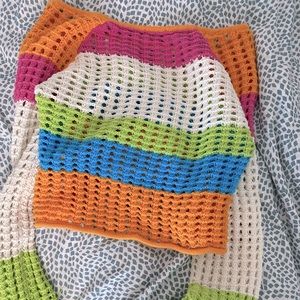 Colorful Cropped Knit Sweater